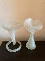 Matglazen Vaasjes Lelie & Jack in the Pulpit, Gebruikt, Wit, Ophalen of Verzenden, Glas