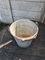 zinken emmer met houten handvat, Tuin en Terras, Bloembakken en Plantenbakken, Gebruikt, Minder dan 30 cm, Minder dan 60 cm, Rond