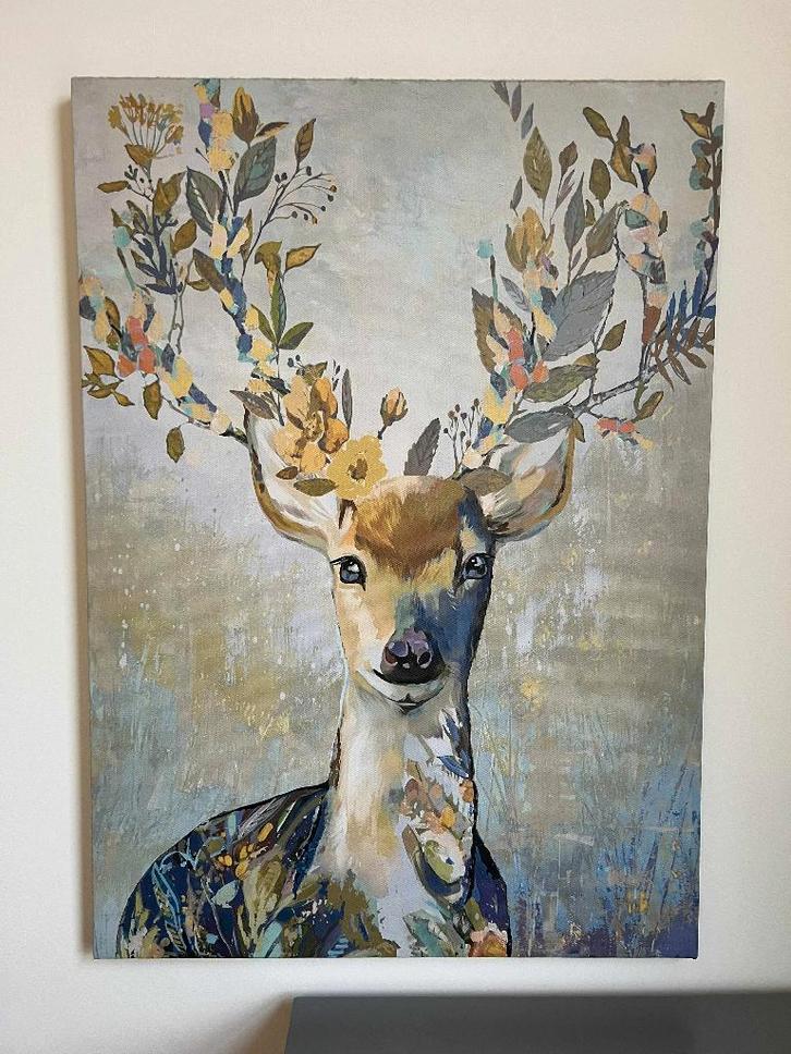 IKEA PJÄTTERYD Afbeelding zonder lijst, kleurrijk rendier, Huis en Inrichting, Woonaccessoires | Schilderijen, Tekeningen en Foto's