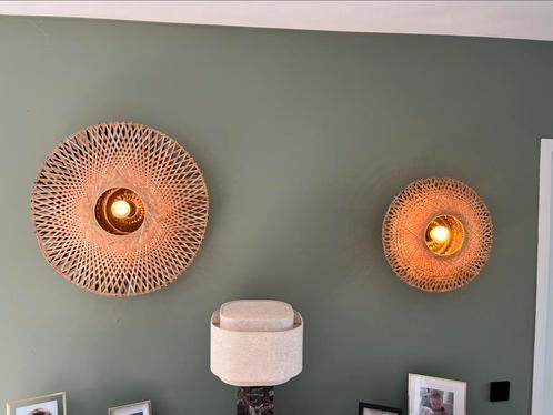 Wandlamp 2x Good&Mojo Kalimantan large 60cm & medium 45c, Huis en Inrichting, Lampen | Wandlampen, Zo goed als nieuw, Hout, Ophalen