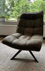Donkergroene fauteuil van Woood, zit lekker, netjes, Ophalen, Zo goed als nieuw, 50 tot 75 cm, Modern, industrieel
