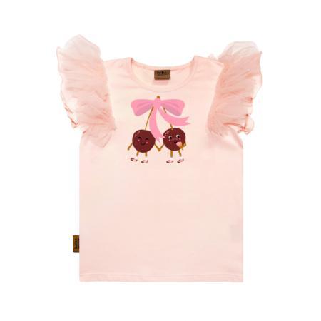 Top pink with ruffles and cherry, Kinderen en Baby's, Kinderkleding | Maat 110, Nieuw, Meisje, Shirt of Longsleeve, Ophalen of Verzenden