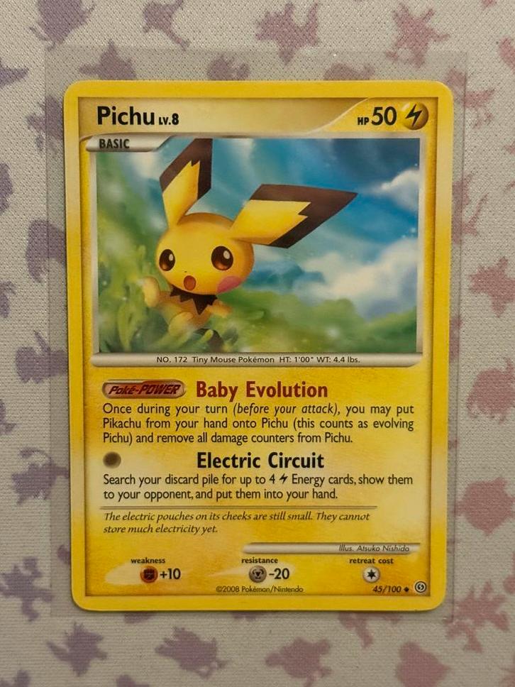 Pichu lv.8 45/100 Pokémon Stormfront, Hobby en Vrije tijd, Verzamelkaartspellen | Pokémon, Zo goed als nieuw, Losse kaart, Ophalen of Verzenden
