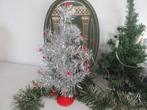 Zilveren antieke Mini Kerstboom met een soort kersjes, Diversen, Kerst, Ophalen of Verzenden, Gebruikt