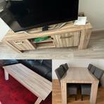 Complete Woonkamer Set 3-2-1 Eettafel, TV-meubel, Salontafel, Huis en Inrichting, Tafels | Salontafels, Eikenhout, Zo goed als nieuw