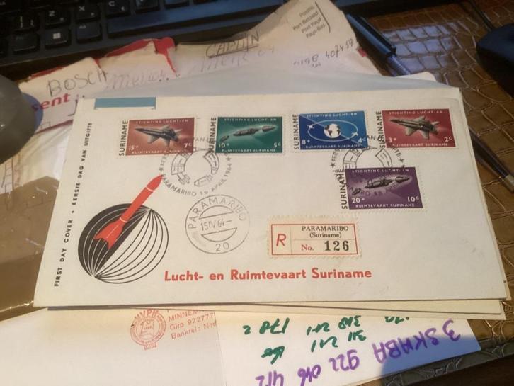 No5389 Suriname E30 aangetekend gewist adres Heb ook van, Postzegels en Munten, Postzegels | Eerstedagenveloppen, Onbeschreven