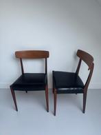Vintage Skaraborgs Tibro Design Stoelen - Teak & Leer, Ophalen, Gebruikt, Twee, Zwart
