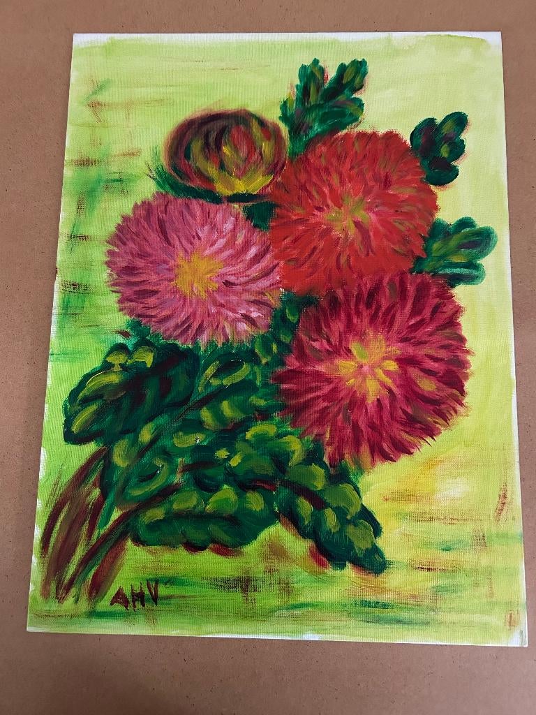 6 schilderijen met bloemen 30 x 40, Antiek en Kunst, Kunst | Schilderijen | Klassiek, Ophalen
