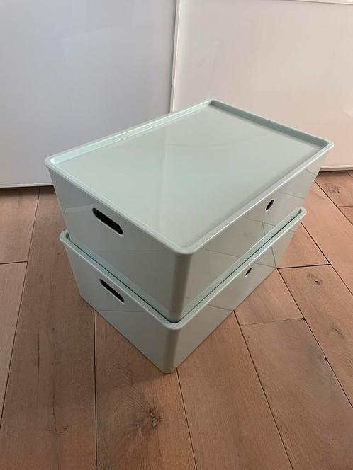 Ikea KUGGIS opbergbakken 2x mintgroen 54 x 37 x 21 cm, Doe-het-zelf en Verbouw, Kratten en Dozen, Zo goed als nieuw, Doos, 50 tot 75 cm