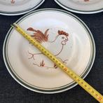 3 aardewerken / keramieken borden met afbeelding haan / kip, Bord(en), Gebruikt, Ophalen of Verzenden