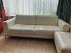 Ikea bank wit leer 2,5 zits met hocker, Ophalen, Gebruikt, 200 tot 250 cm, Leer