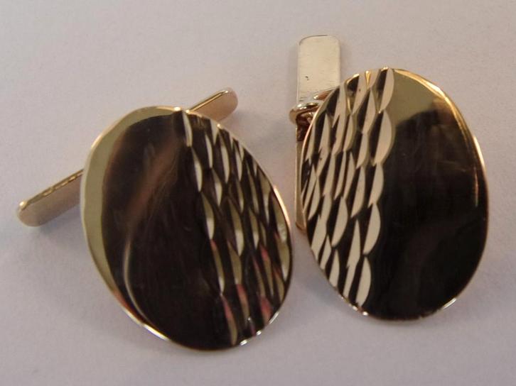 Gouden Manchetknopen – Modern Design, Sieraden, Tassen en Uiterlijk, Manchetknopen, Zo goed als nieuw, Goud, Verzenden