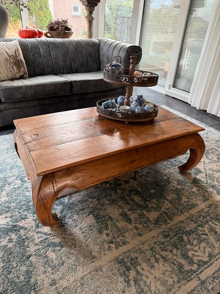 Authentieke landelijke Opium Salontafel, Huis en Inrichting, Tafels | Salontafels, Gebruikt, Minder dan 50 cm, 50 tot 100 cm, 100 tot 150 cm