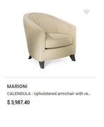 2  design fauteuils  MARIONI Calendula nwpr €3000 p/st nu, Ophalen, Gebruikt, 75 tot 100 cm, 50 tot 75 cm