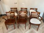 6 Houten Stoelen met Armleuning - Vervoort Meubelen, Ophalen, Gebruikt, Bruin, Vijf, Zes of meer stoelen