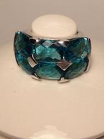 Zilveren ring met aquamarijn steentjes, Verzenden, Met edelsteen, Dame, Zilver