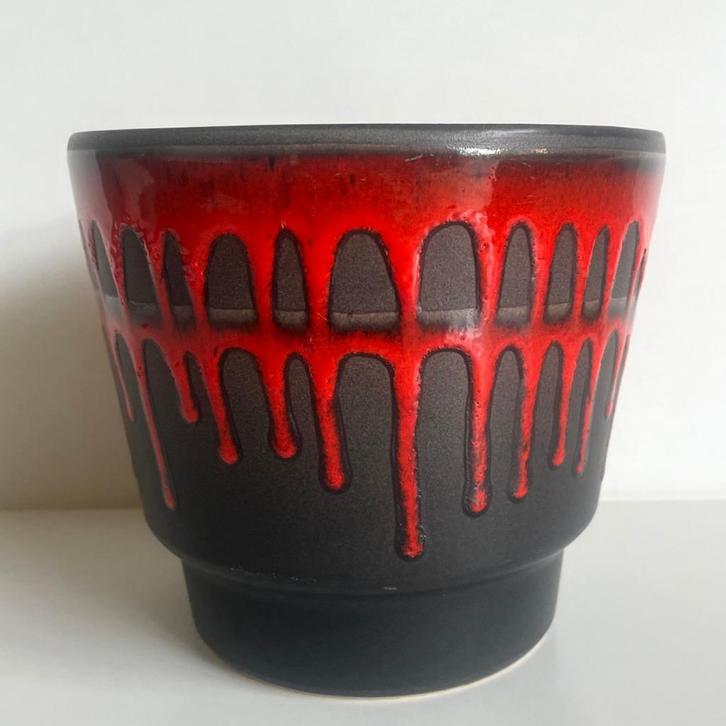 Grote zwart met rode bloempot van Fohr Keramik West Germany, Antiek en Kunst, Antiek | Keramiek en Aardewerk, Ophalen of Verzenden