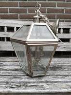 Zilverkleurige kroonluchter met 3 lampen, Ophalen, Klassiek, Zo goed als nieuw, Glas