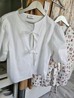 Blouse wit strikjes pofmouwen top, Ophalen of Verzenden, Zo goed als nieuw, Maat 34 (XS) of kleiner, Wit