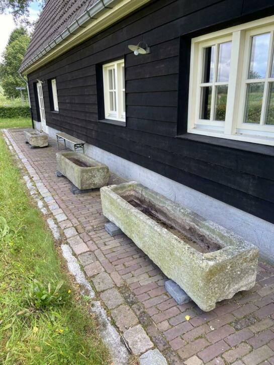 Troggen hardsteen gootsteen drinkbak trog voederbakken, Tuin en Terras, Tuinwanddecoratie, Gebruikt, Ophalen