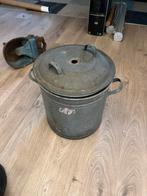 Zinken teil Emmer met Deksel - Decoratie/Plantenbak, Huis en Inrichting, Emmers, Ophalen of Verzenden, Gebruikt, Zink, Met deksel