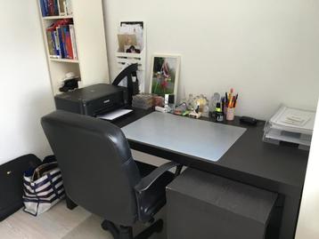 IKEA bureau MALM bruin uittrekbaar blad