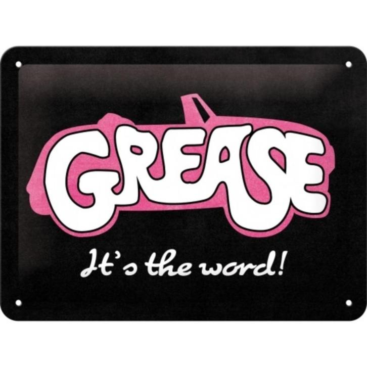 Grease its the word relief reclamebord van metaal wandbord, Verzamelen, Film en Tv, Nieuw, Film, Foto of Kaart, Verzenden