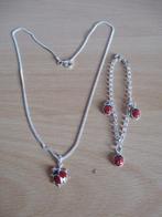 Ketting en armbandje lieveheersbeestjes, Ophalen of Verzenden, Zo goed als nieuw, Zilver, Zilver