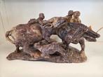 Chinees speksteenbeeldhouwwerk van figuren op buffels, Antiek en Kunst, Ophalen