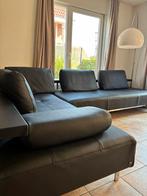 Rolf Benz Dono Hoekbank Leer Zwart, Ophalen, 100 tot 125 cm, Hoekbank, 300 cm of meer