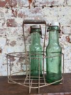 Brocante Frans ijzeren flessenrek  / allegonda, Antiek en Kunst, Ophalen of Verzenden