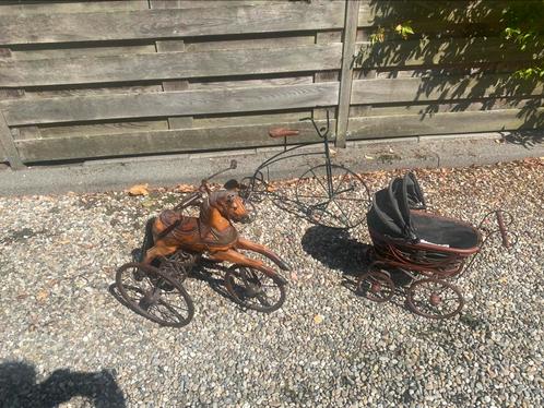 Kinderfiedsje met paard, fietsje en kinderwagentje., Antiek en Kunst, Antiek | Speelgoed, Ophalen