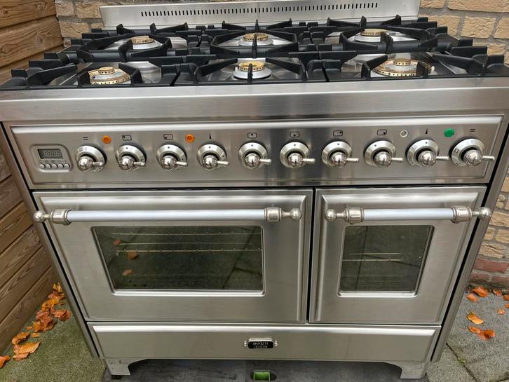 Luxe Boretti Majestic gasfornuis met dubbele oven, Witgoed en Apparatuur, Fornuizen, Gebruikt, Vrijstaand, Gas, 5 kookzones of meer