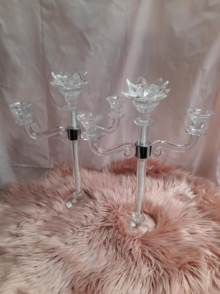 2 x mooie kristallen kandelaars 75.00 p.s, Antiek en Kunst, Antiek | Glas en Kristal, Ophalen of Verzenden