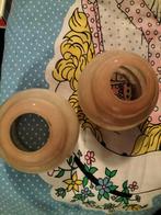 Vintage glazen lampenkappen set (2) - grote fitting, Ophalen, Crème, Gebruikt, Minder dan 25 cm