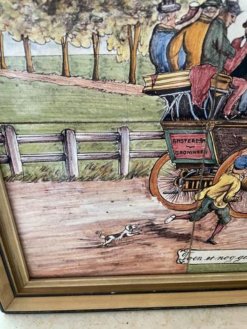 Antieke Tegeltableau - Paard en Wagen beschikbaar voor biedingen