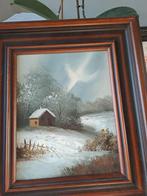 Winterlandschap met huisje - Olieverfschilderij, Ophalen