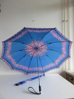Vintage blauwe paraplu met roze bloemetjes, Sieraden, Tassen en Uiterlijk, Paraplu's, Ophalen of Verzenden, Gebruikt, Blauw