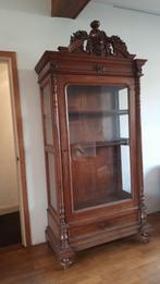 Antieke vitrinekast, kuifkast, wss mahoniehout, 19e eeuws, Ophalen