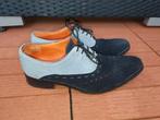 Reinhard Frans mt.39 zwart-blauw suede herenschoenen, Blauw, Ophalen of Verzenden, Zo goed als nieuw, Reinhard Frans