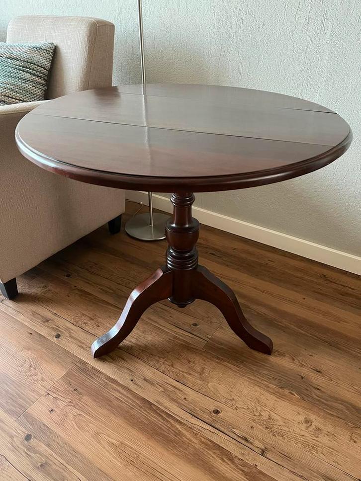 Houten tafeltje met driepoot (dubbel inklapbaar), Huis en Inrichting, Tafels | Sidetables, Zo goed als nieuw, 50 tot 75 cm, 50 tot 100 cm
