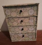 Vintage Mini Commode met 4 Lades van dik karton en stof, Ophalen of Verzenden