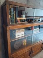 Vintage jaren '60 houten vitrinekast, glazen schuifdeurkast, Ophalen