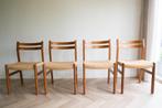 Mid century vintage Deense eetkamerstoelen–teak & papercord, Huis en Inrichting, Stoelen, Ophalen, Bruin, Zo goed als nieuw, Vier