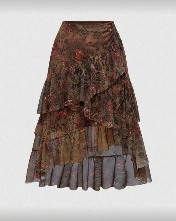 Rok Aleyna Bruin (46-52), Kleding | Dames, Grote Maten, Nieuw, Rok, Bruin, Verzenden