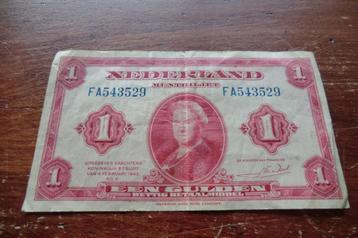 een gulden muntbiljet 1943 Wilhelmina beschikbaar voor biedingen