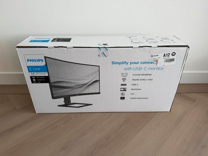 Philips 346E2CUAE | 34 inch monitor | Nieuw in doos | Curved, Computers en Software, Monitoren, Nieuw, 61 t/m 100 Hz, DisplayPort