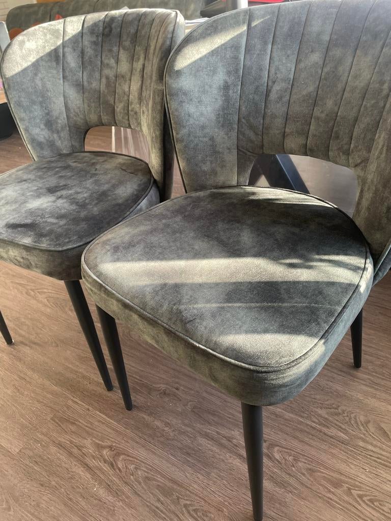 2 groene eetkamerstoelen, Huis en Inrichting, Ophalen, Twee, Overige kleuren, Zo goed als nieuw