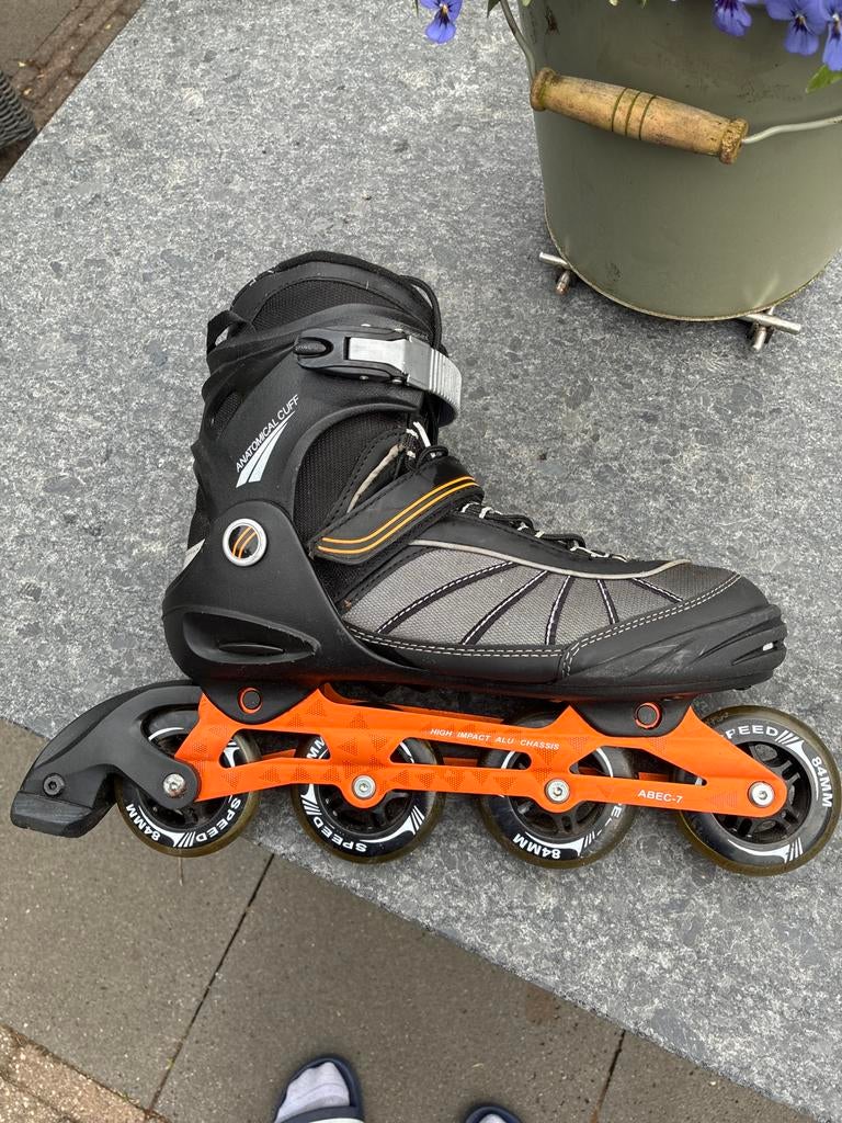 Skeelers maat 45, goede staat, dubbele bevestiging, Sport en Fitness, Skeelers, Gebruikt, Heren, Inline skates 4 wielen, Ophalen