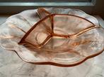 Vintage brocante antiek glas roze grote schaal schotel boho, Ophalen of Verzenden